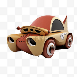 玩具小汽车图片_3d红色褐色的卡通车立体