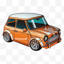 可爱的小轿车图片_汽车橙色可爱卡通图案