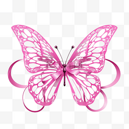 白色翅膀蝴蝶图片_带蝴蝶翅膀的粉红丝带