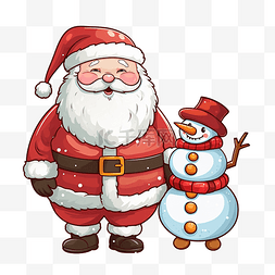 填色漫画男生图片_圣诞老人和雪人