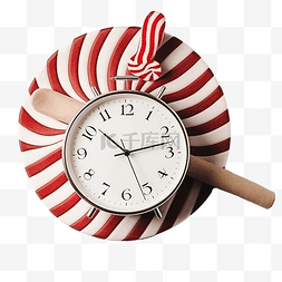 模拟时钟图片_圣诞组合物与拐杖糖