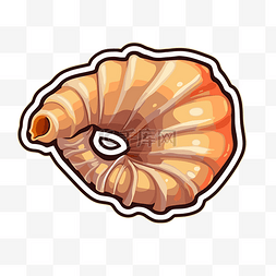 海螺壳图片_米色背景上的卡通螺旋壳贴纸 向