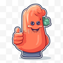 竖起大拇指的橙色胡萝卜 向量