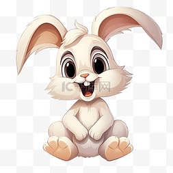 兔子角色坐着笑有趣的复活节快乐