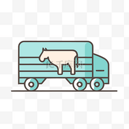 卡车上简单的白色牛插图 向量