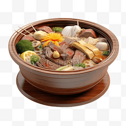 鱼烧豆腐图片_亚洲食品寿喜烧 3d 插图