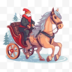 圣诞老人骑着马车里有雪和圣诞节