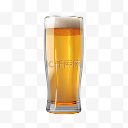啤酒酒泡图片_透明背景上隔离的 3d 啤酒杯