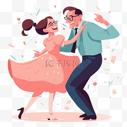 舞蹈背景卡通图片_父亲女儿跳舞 向量