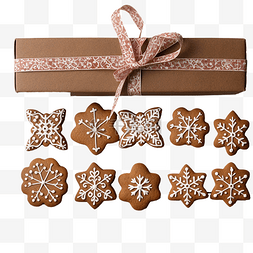 餅乾盒图片_木头上的圣诞礼物和节日姜饼
