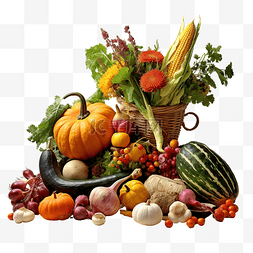 素食营养与健康图片_感恩节静物与厨房餐桌上的时令蔬