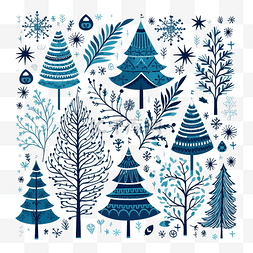 圣诞快乐蓝色现代线性插图或卡片