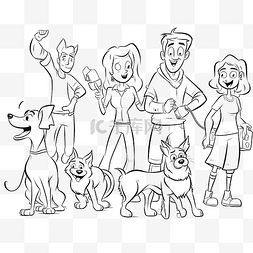 卡通宠物主人和他们的狗漫画集着