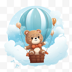可爱的气球里的熊可爱的圣诞卡通