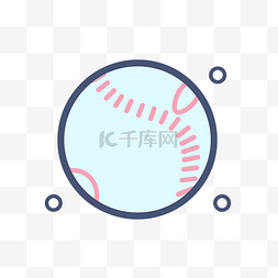 棒球图标位于轮廓白色背景的中间