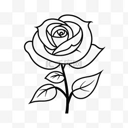 玫瑰矢量黑图片_玫瑰花与茎和叶着色页矢量矢量图