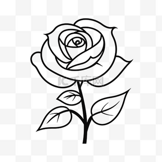 玫瑰花黑白手绘个人vip和企业vip免费下载免抠元素黑白着色页中的一束