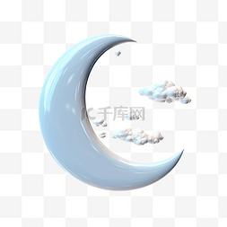 国徽天安门图片_3d 渲染新月与一些孤立的云