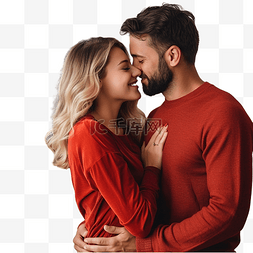情人节亲吻的情侣图片_一对相爱的白人成年夫妇在家里的
