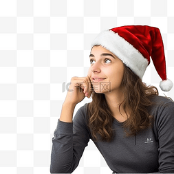 戴着圣诞帽的女孩在没有焦点的墙