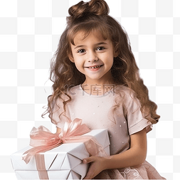 家居装饰盒图片_一个穿着节日礼服的漂亮小女孩坐
