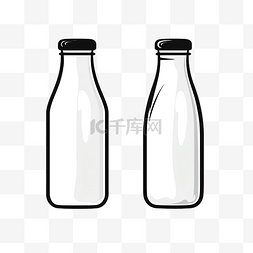 牛奶牛奶瓶图片_最小风格的牛奶瓶和瓶盖插图