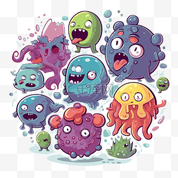 细菌彩色图片_细菌剪贴画 各种彩色卡通生物围