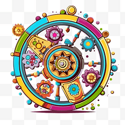 齿轮字体图片_轮子剪贴画 彩色圆形轮子与彩色