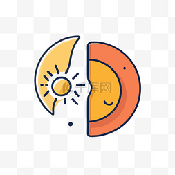 太阳和月亮作为平线艺术风格的图