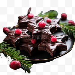 圣诞节星图片_自制圣诞饼干巧克力星与覆盆子嘎