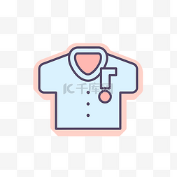 矢量彩色纽扣图标图片_带有衣领和纽扣的 T 恤图标 向量