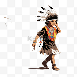 穿着美国原住民服装的男孩的颜色