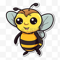蜜蜂贴纸图片_卡通蜜蜂贴纸与可爱的脸 向量