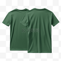 纯绿色T恤样机模板，带有视图正