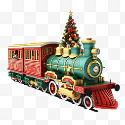寒假度假图片_圣诞火车载着圣诞树玩具机车度假