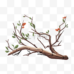树枝剪贴画简单的树枝与花朵卡通