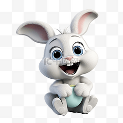 兔子角色坐着笑有趣的复活节快乐