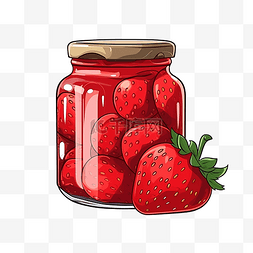 果冻色背景图片_简约风格的草莓果酱罐插图