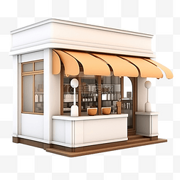 咖啡馆商店 3d 插图