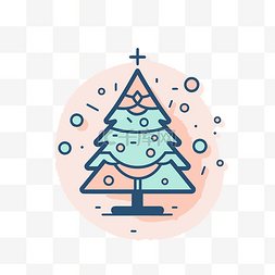 带气泡和装饰品的圣诞树图标 向