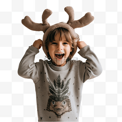 玩得很开心图片_快乐的小男孩在舒适的家里的圣诞