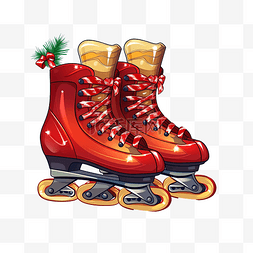 溜冰鞋矢量图图片_圣诞节卡通剪贴画