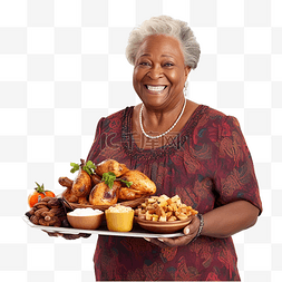 吃貨图片_充满爱心的非洲裔美国祖母在庆祝