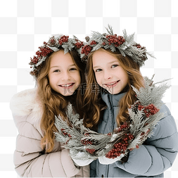 白雪皑皑的森林图片_冬天，两姐妹在白雪皑皑的森林里