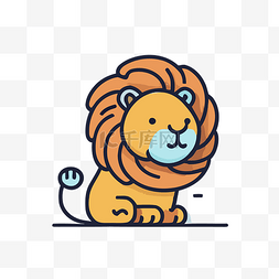 可爱的狮子线风格设计插画3d 向量