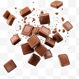 棕色巧克力方形糖果飞来飞去 3D 