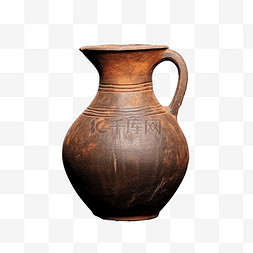 历史性背景图片_黑色背景中突显的棕色粘土壶