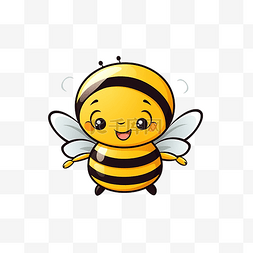 可爱的小蜜蜂微笑着用蜂蜜装饰甜