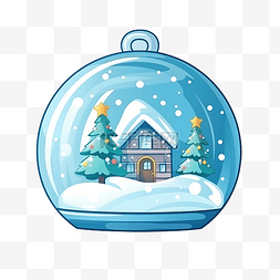 玻璃球卡通插画冬季圣诞儿童礼物