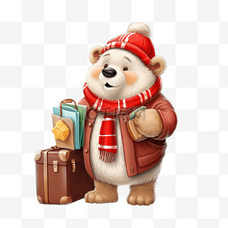 便携式行李图片_熊极地圣诞圣诞老人卡通旅行包